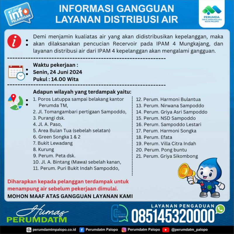 Informasi Gangguan Layanan Distribusi Air